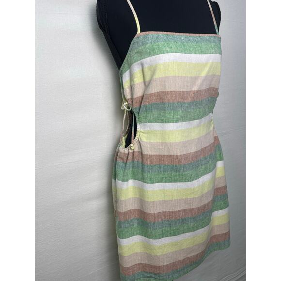 Aerie Linen Striped Mini Dress with Side Cutouts Size Small - Picture 3 of 10